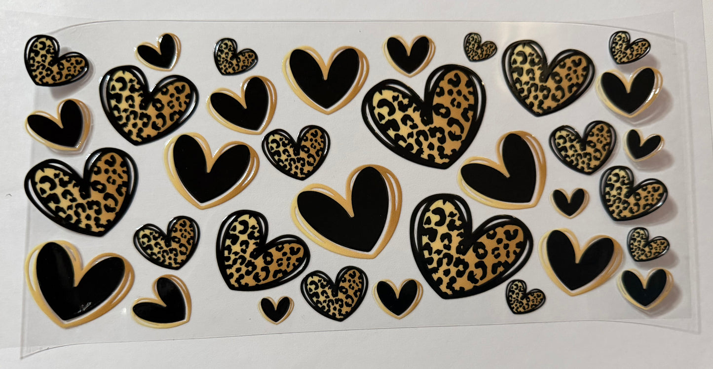 Black and cheetah hearts