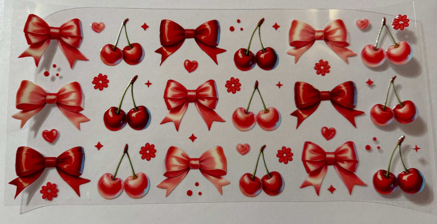 Cherries with red bows