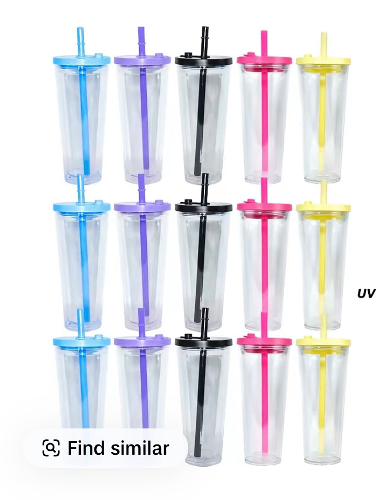 24 oz color blue lid tumbler