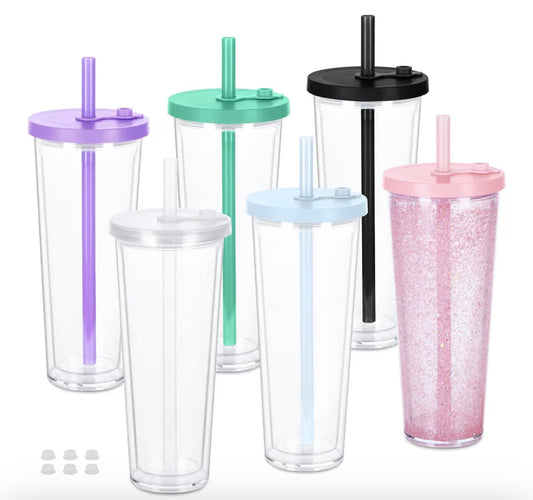 24oz color white lid tumbler