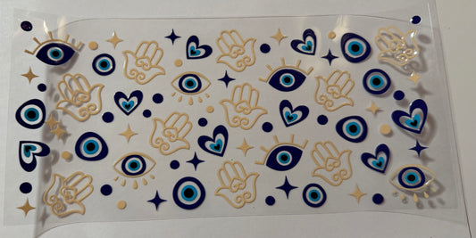 Gold hand blue eye evil eye