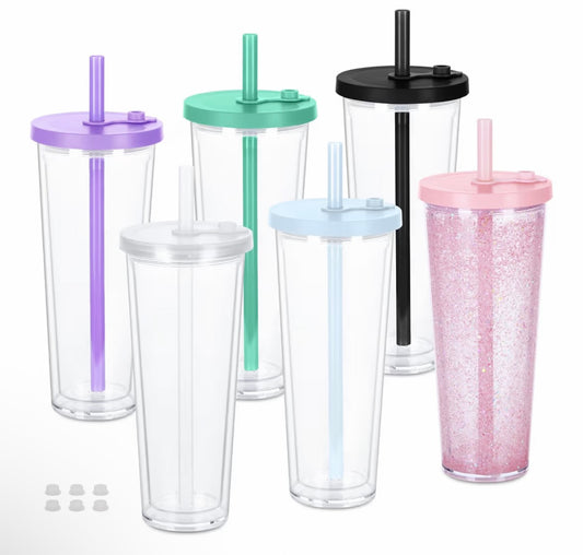 24 oz color black lid tumbler