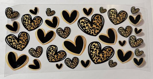 Black and cheetah hearts
