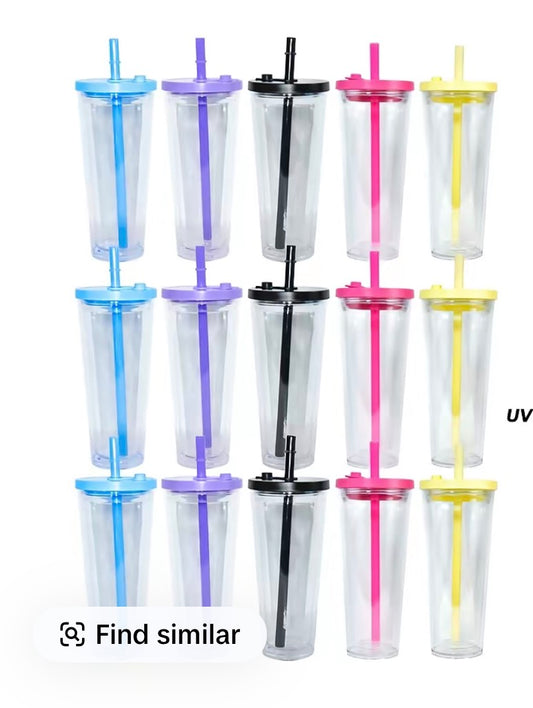 24 oz color blue lid tumbler